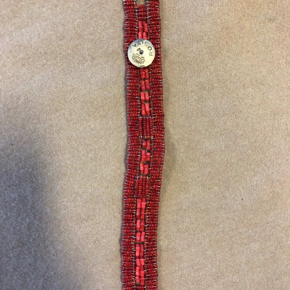 Rosita red bead cuff bracelet - Picture 5 of 6